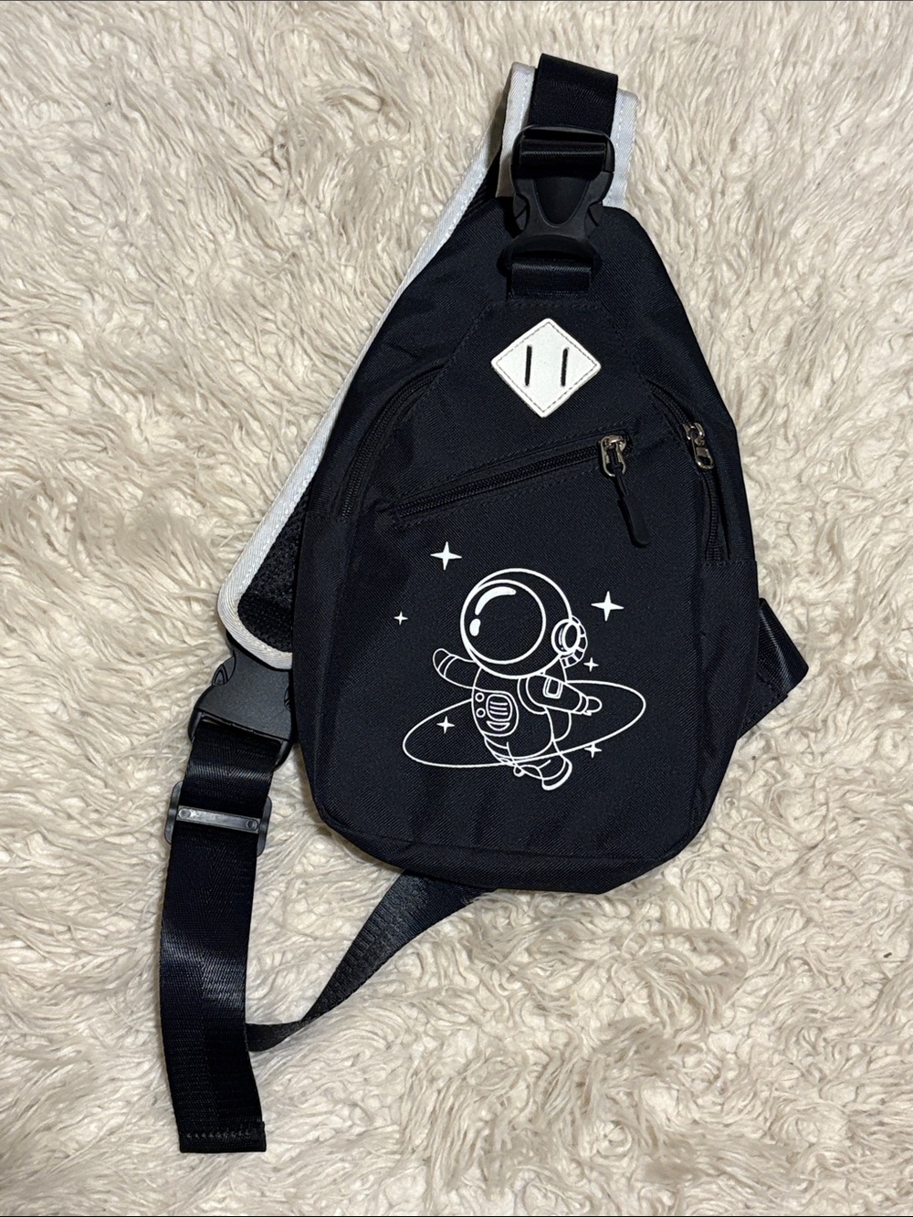 Black Astronaut Graphic Sling Bag - Men